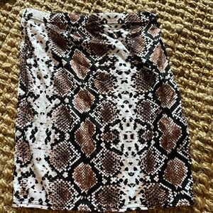 Brown and White Patterned Women's Skirt